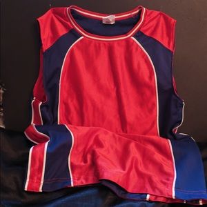 Reversible red and blue penny jersey